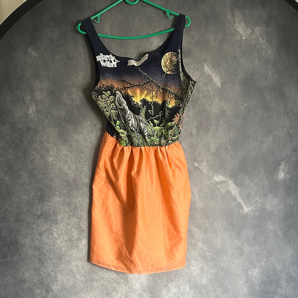 Orange and Blue White Tiger Graphic Dress by Material